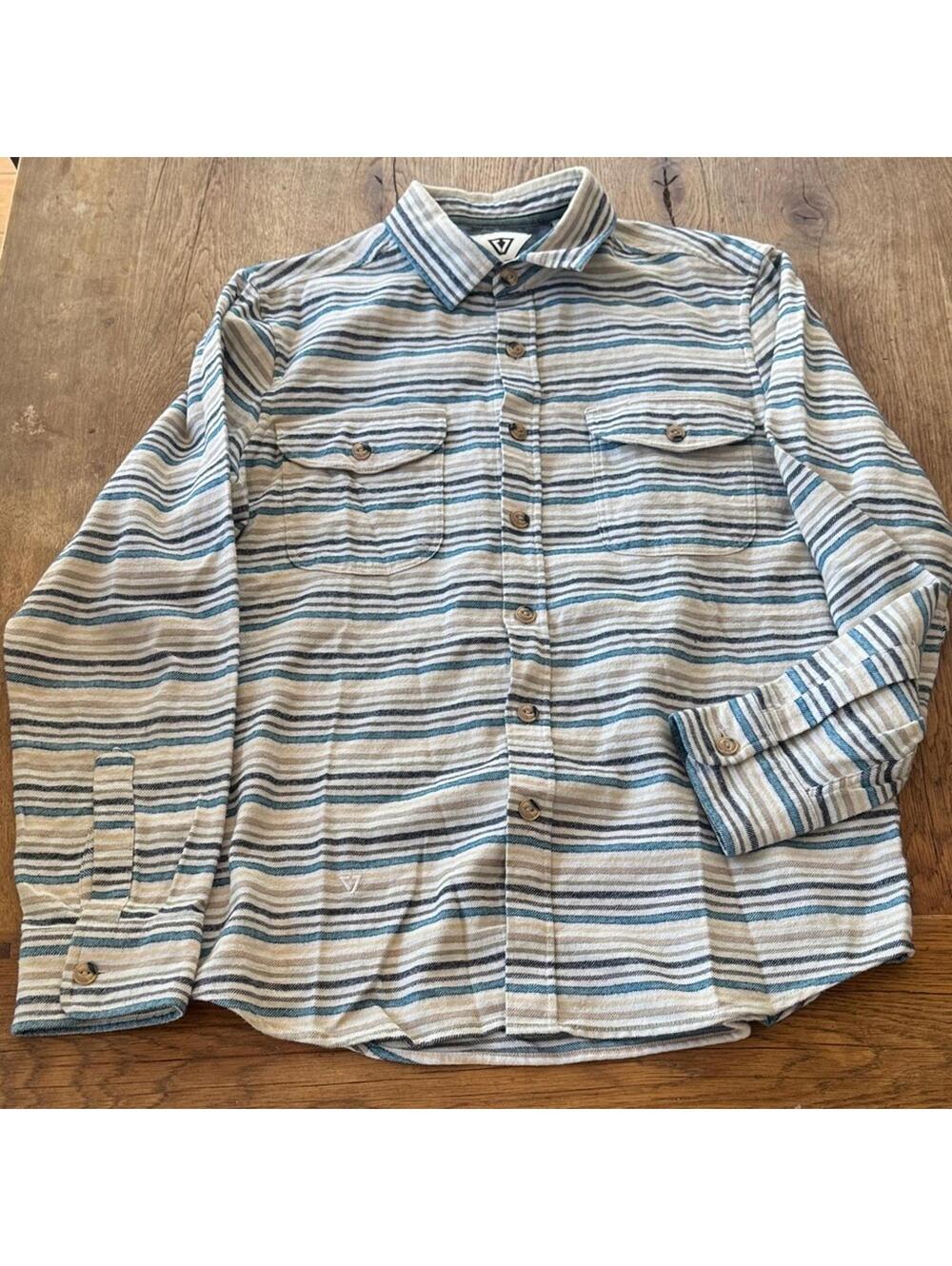 VISSLA Men's Casual Blue Striped Shirt size small